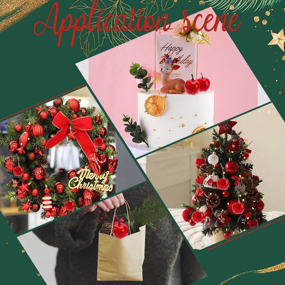 20pcs Mini Apples, 1.7 inch Fake Apples Artificials Red Apple Simulation Fruit Decor Christmas Decoratives Model for Home Kitchen Table Photography Party Photo Props Thanksgiving Day