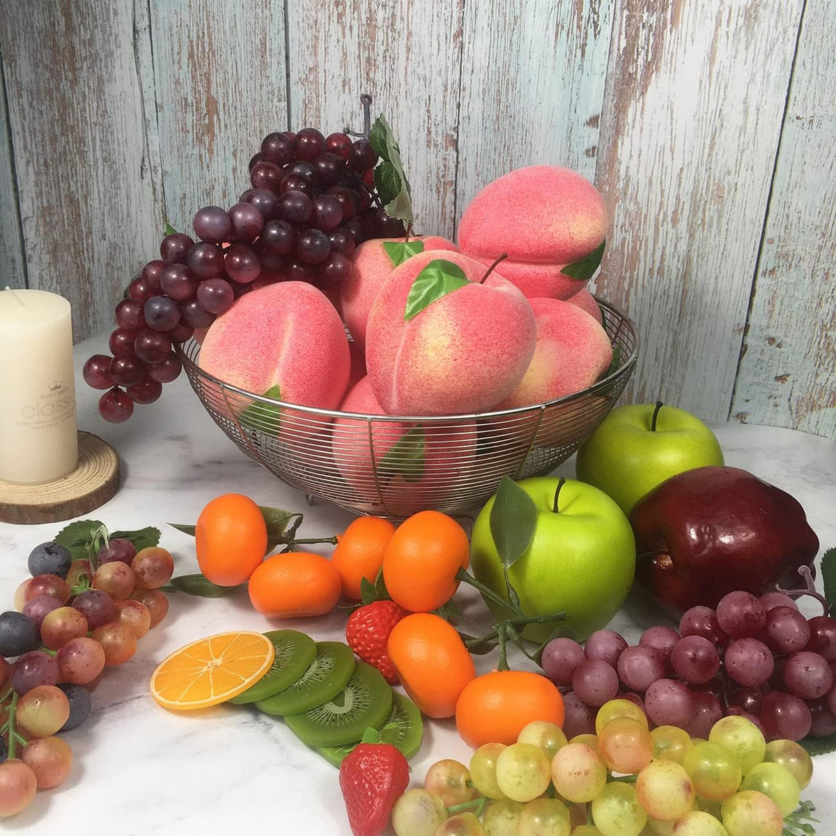 Artificial Fruit Fake Simulation Fruit for Home Kitchen Party Photography Prop Wedding Decoration (12Pcs Mix)