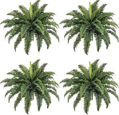 35" Ferns Artificial Bush Plants Large, 2 Artificial Boston Ferns with 39 Fronds for Outdoors Home Decor