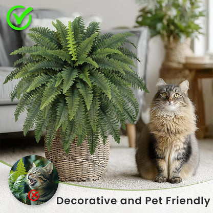 35" Ferns Artificial Bush Plants Large, 2 Artificial Boston Ferns with 39 Fronds for Outdoors Home Decor