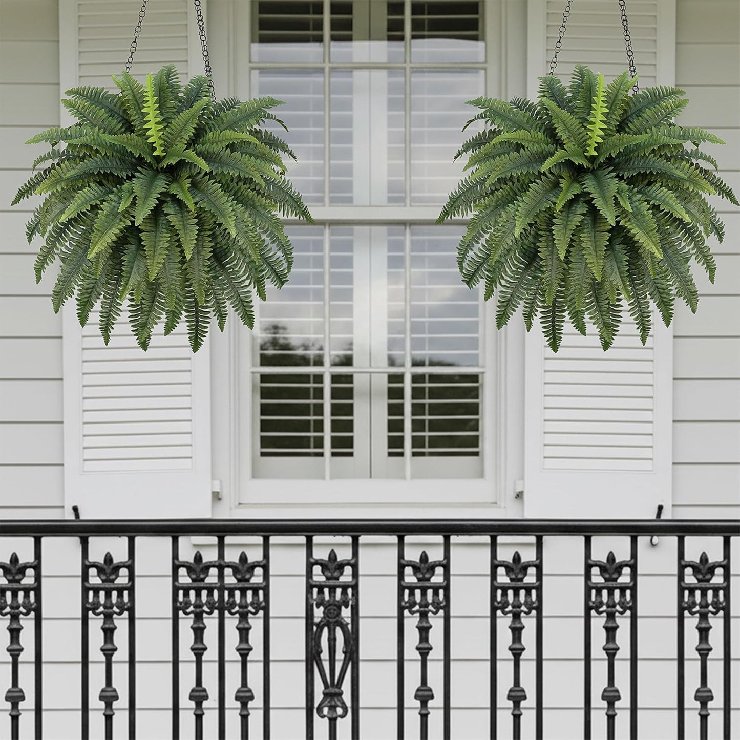 35" Ferns Artificial Bush Plants Large, 2 Artificial Boston Ferns with 39 Fronds for Outdoors Home Decor