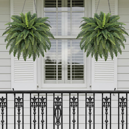 35" Ferns Artificial Bush Plants Large, 2 Artificial Boston Ferns with 39 Fronds for Outdoors Home Decor