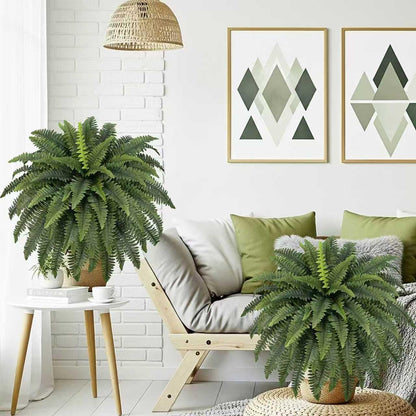 35" Ferns Artificial Bush Plants Large, 2 Artificial Boston Ferns with 39 Fronds for Outdoors Home Decor