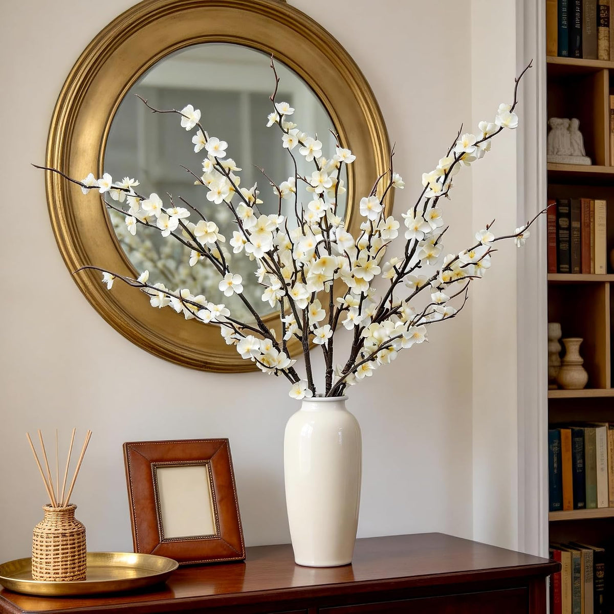Cherry Blossom Branches 39 Inch 6PC White Cheery Blossom Branches for Decor