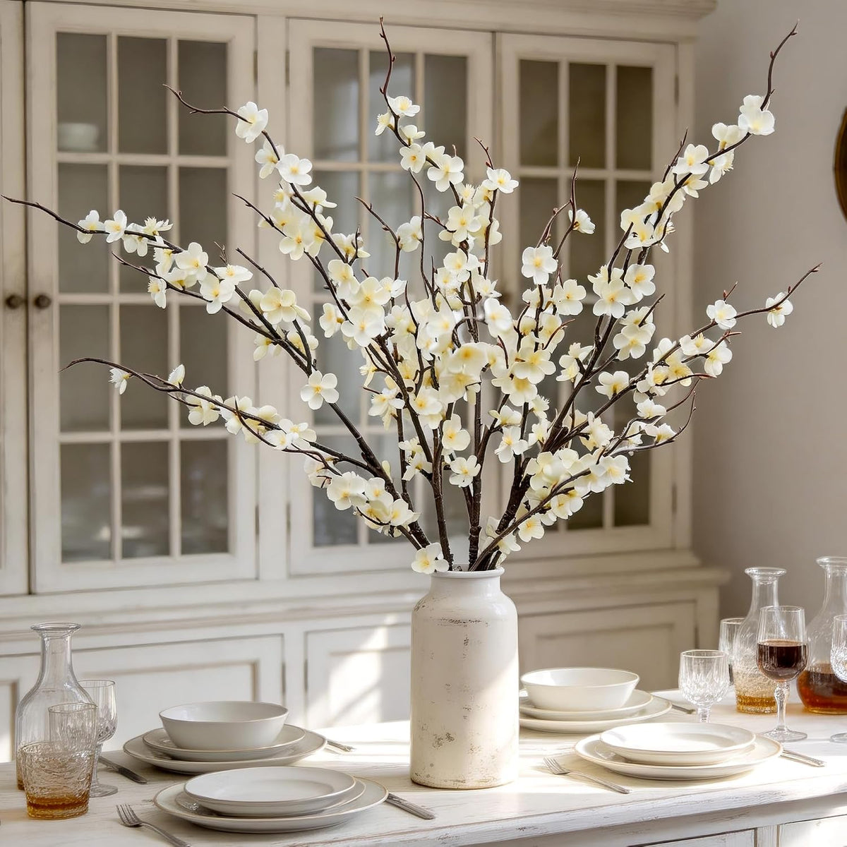 Cherry Blossom Branches 39 Inch 6PC White Cheery Blossom Branches for Decor