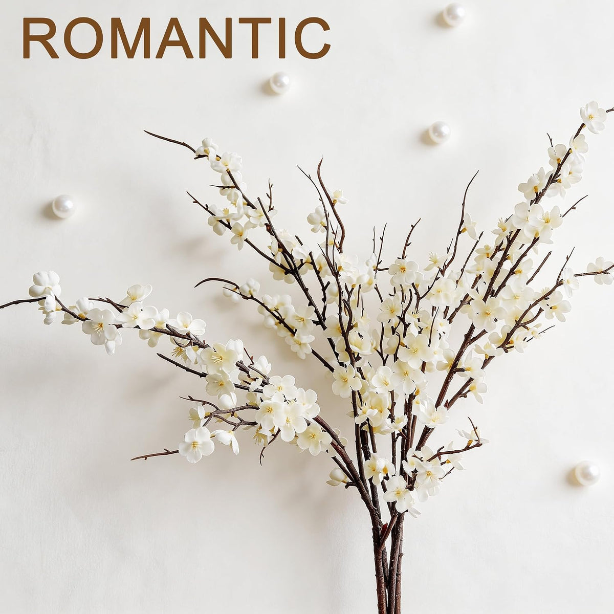Cherry Blossom Branches 39 Inch 6PC White Cheery Blossom Branches for Decor