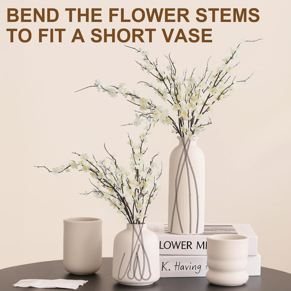 Cherry Blossom Branches 39 Inch 6PC White Cheery Blossom Branches for Decor