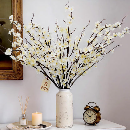 Cherry Blossom Branches 39 Inch 6PC White Cheery Blossom Branches for Decor