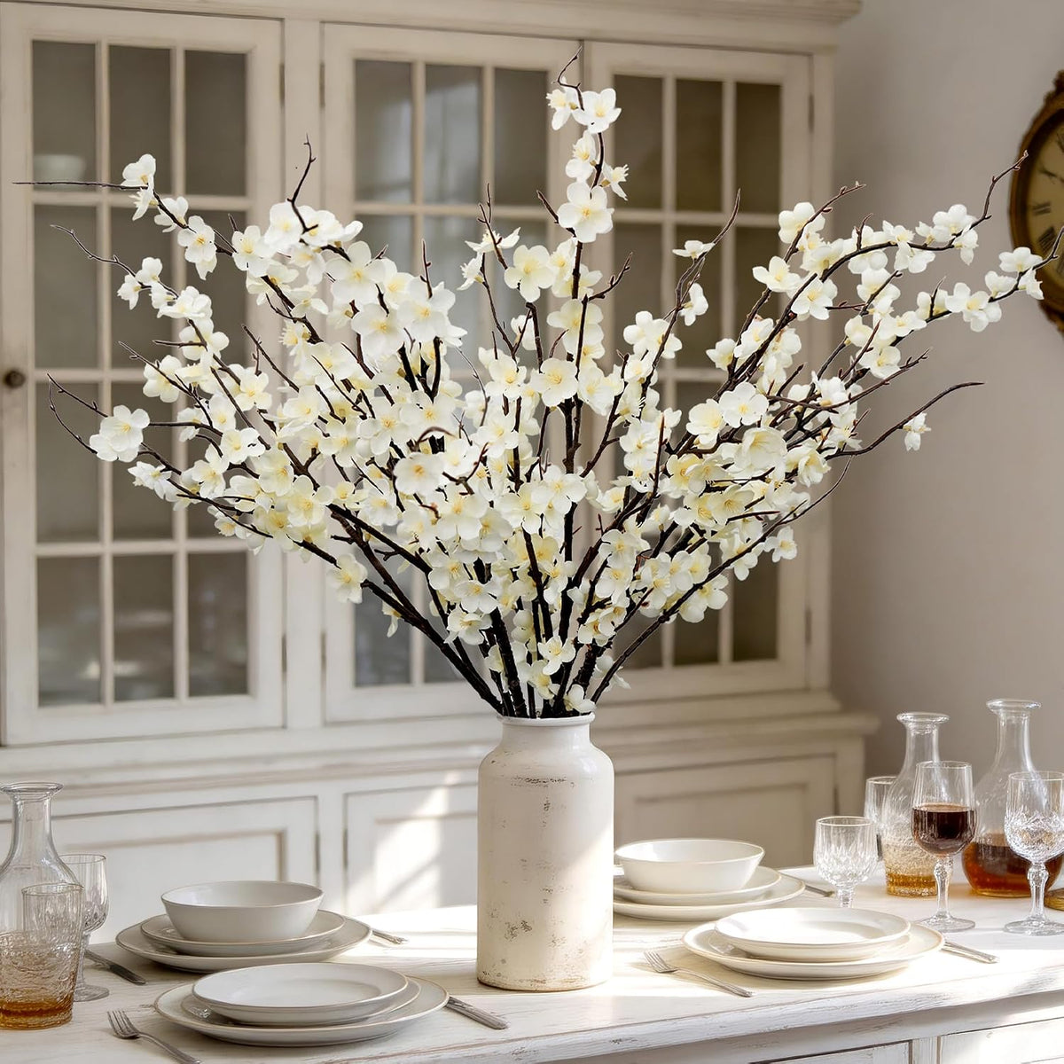 Cherry Blossom Branches 39 Inch 6PC White Cheery Blossom Branches for Decor