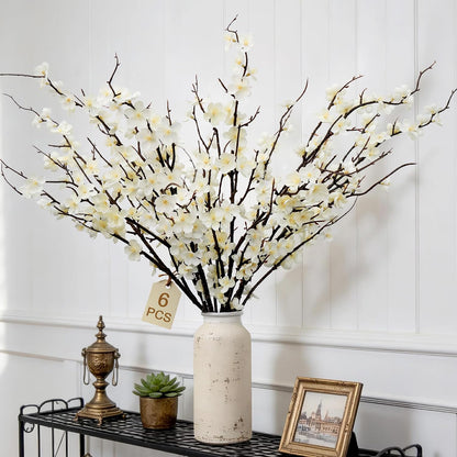 Cherry Blossom Branches 39 Inch 6PC White Cheery Blossom Branches for Decor