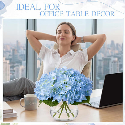 4 Pack Hydrangea Artificial Flowers Hydrangea Flowers Fake Silk Hydrangeas with Faux Vase and Water for Home Table Centerpieces Wedding Birthday Baby Shower Party Decoration (White)