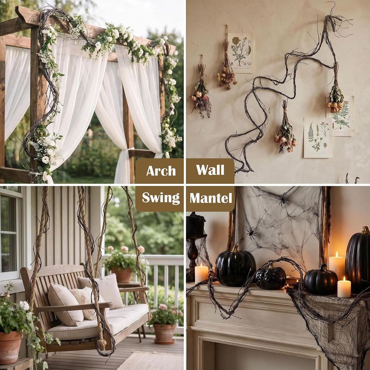 118" Bendable Artificial Grapevines Garland Tree Branches(L)
