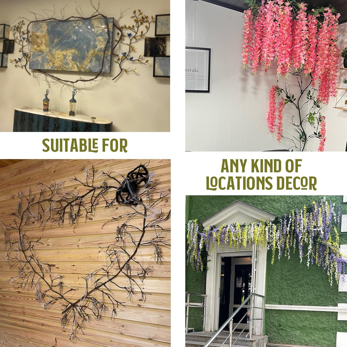 118" Bendable Artificial Grapevines Garland Tree Branches(L)