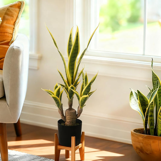 Fake Snake Plant 23.6" Agave Plant Artificial with Black Pot Sansevieria | Fake Sansevieria Potted Plants Indoor Outdoor 24 Lifelike Leaves Small Snake Plant for Home Office Hotel Garden Corner Decor