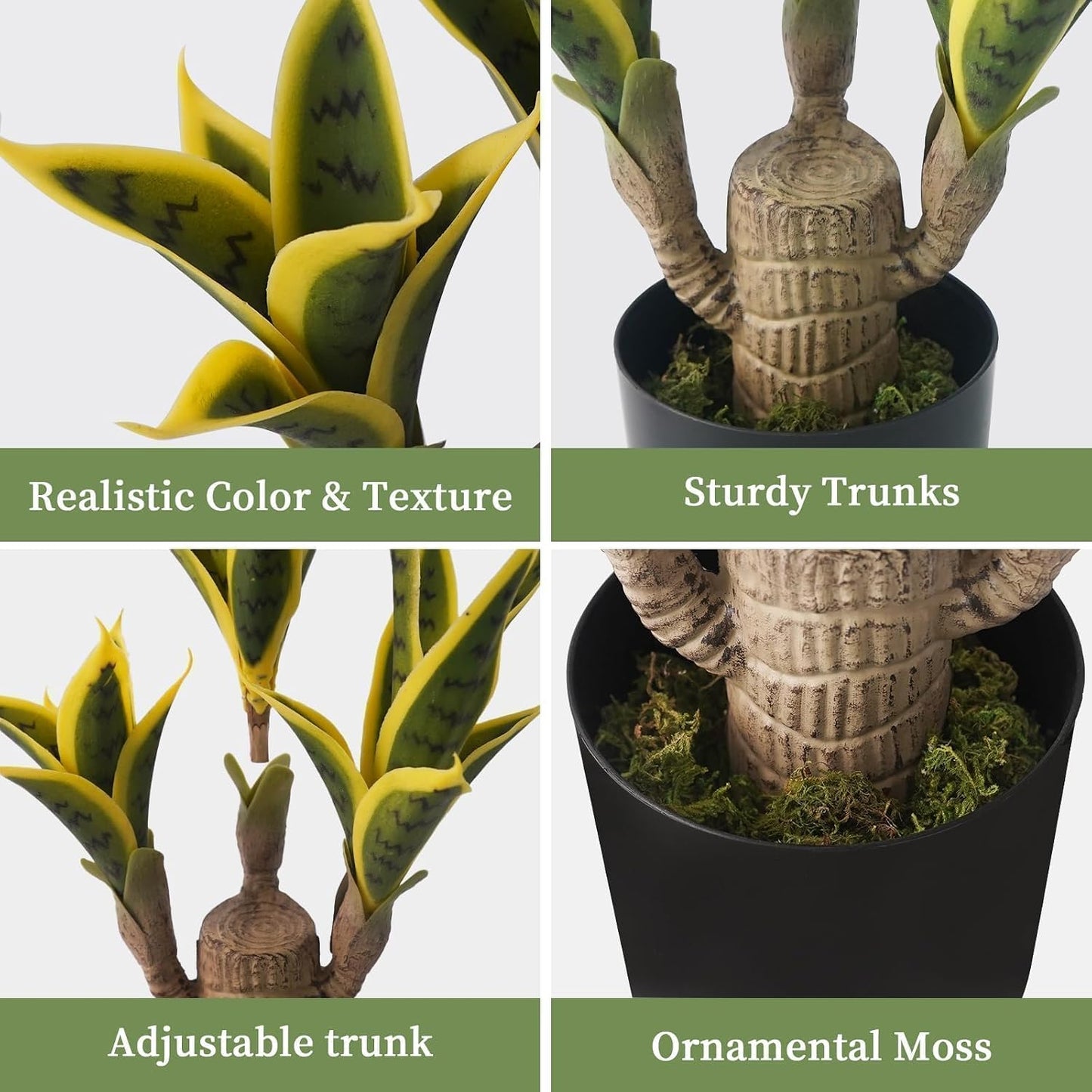 Fake Snake Plant 23.6" Agave Plant Artificial with Black Pot Sansevieria | Fake Sansevieria Potted Plants Indoor Outdoor 24 Lifelike Leaves Small Snake Plant for Home Office Hotel Garden Corner Decor
