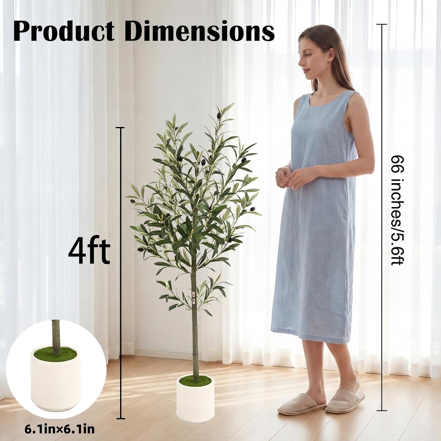 3FT Spherical Fake Olive Tree Artificial Indoor,Faux Olive Tree with Pot,Large Olive Branches and Lifelike Fruits,for Home Office House Living Room Decor.