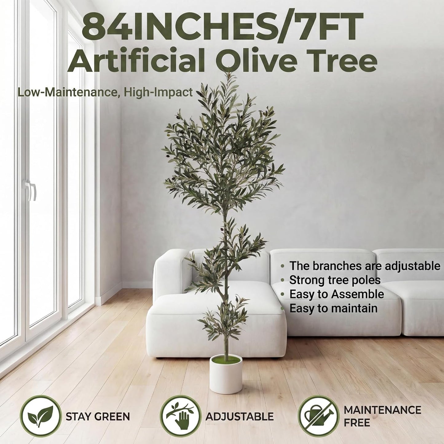 3FT Spherical Fake Olive Tree Artificial Indoor,Faux Olive Tree with Pot,Large Olive Branches and Lifelike Fruits,for Home Office House Living Room Decor.