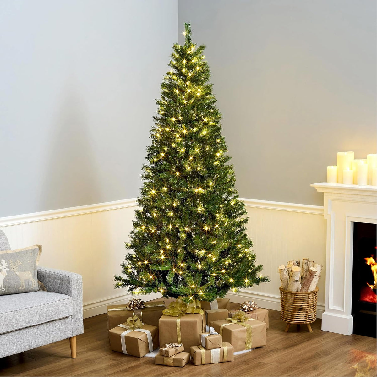 7.5ft Pre-Lit Winchester Pine Slim Christmas Tree