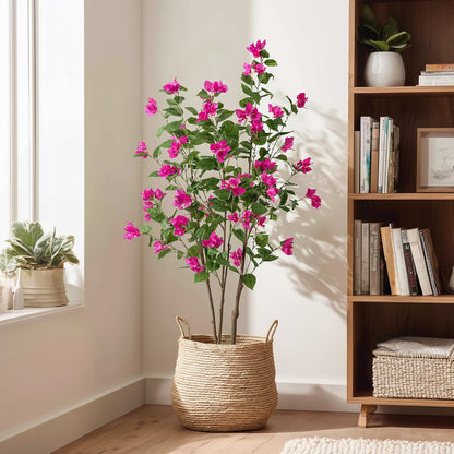 Artificial Bougainvillea Tree, 5 FT Faux Artificial Tree, Realistic Silk Flower Tree for Indoor Home Decor, Living Room, Entryway, Office & Farmhouse Decoration, Pink