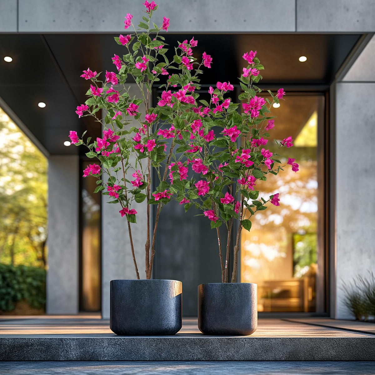 Artificial Bougainvillea Tree, 5 FT Faux Artificial Tree, Realistic Silk Flower Tree for Indoor Home Decor, Living Room, Entryway, Office & Farmhouse Decoration, Pink