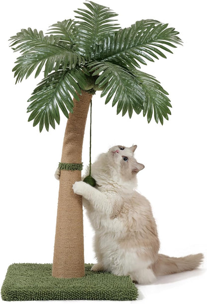 40'' Tall Cat Scratching Post Cat Tree, Curved Design Cat Scratcher Post with 3 Interactive Balls, Natural Sisal Rope Cat Scratching Posts for Indoor Cats Adults Kittens, Multi-Combinable (Style A)