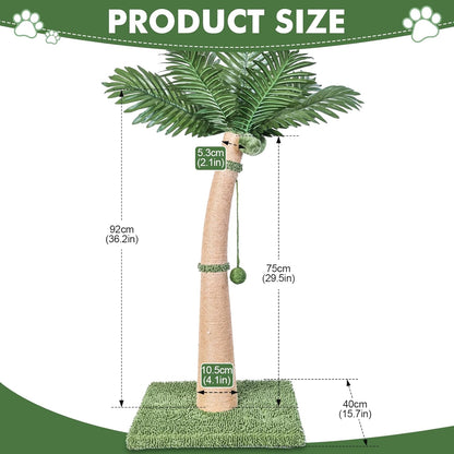 40'' Tall Cat Scratching Post Cat Tree, Curved Design Cat Scratcher Post with 3 Interactive Balls, Natural Sisal Rope Cat Scratching Posts for Indoor Cats Adults Kittens, Multi-Combinable (Style A)