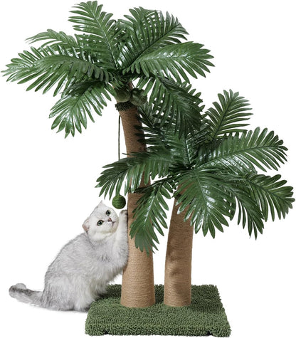 40'' Tall Cat Scratching Post Cat Tree, Curved Design Cat Scratcher Post with 3 Interactive Balls, Natural Sisal Rope Cat Scratching Posts for Indoor Cats Adults Kittens, Multi-Combinable (Style A)