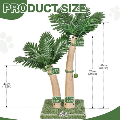 40'' Tall Cat Scratching Post Cat Tree, Curved Design Cat Scratcher Post with 3 Interactive Balls, Natural Sisal Rope Cat Scratching Posts for Indoor Cats Adults Kittens, Multi-Combinable (Style A)