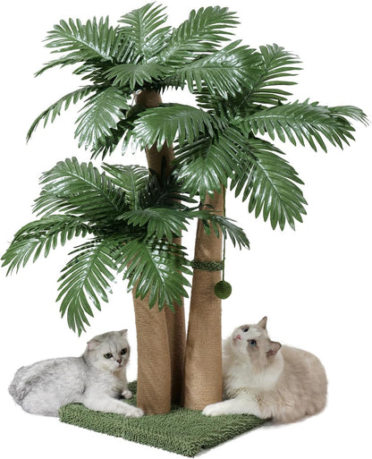 40'' Tall Cat Scratching Post Cat Tree, Curved Design Cat Scratcher Post with 3 Interactive Balls, Natural Sisal Rope Cat Scratching Posts for Indoor Cats Adults Kittens, Multi-Combinable (Style A)