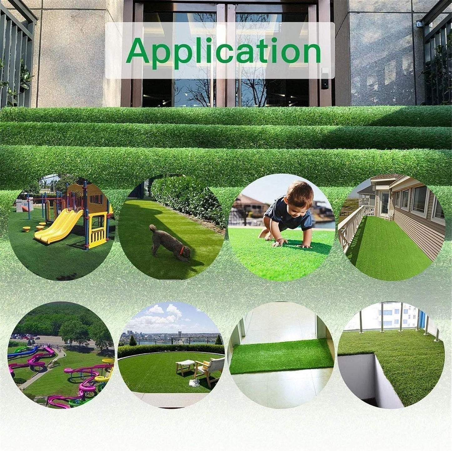Realistic Deluxe Artificial Grass Synthetic Thick Lawn Turf Carpet (7 FT x 15 FT (105 Square FT))