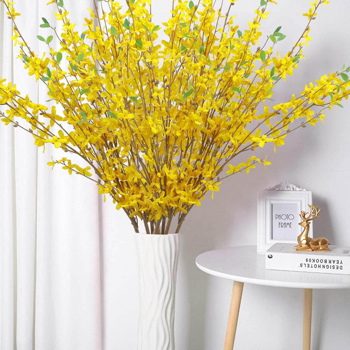 6Pcs Artificial Forsythia Flower Branches 39.4 Inch Long Stem