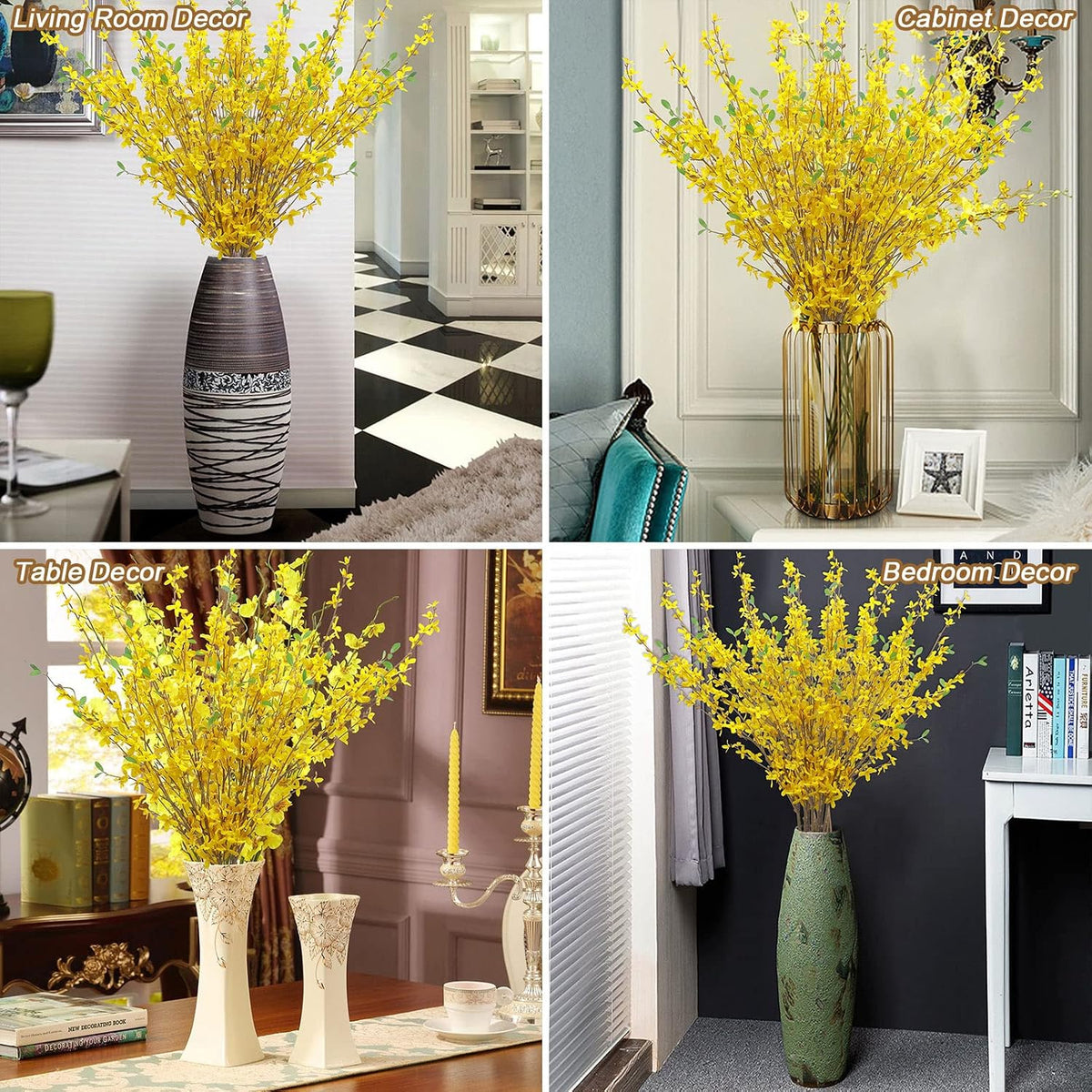 6Pcs Artificial Forsythia Flower Branches 39.4 Inch Long Stem