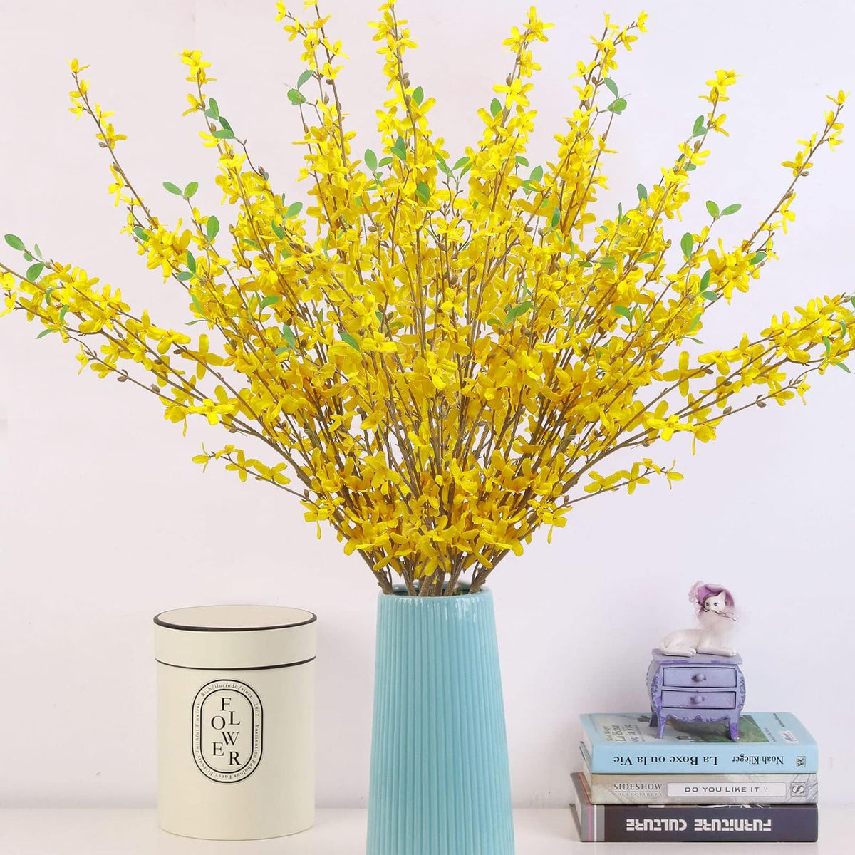 6Pcs Artificial Forsythia Flower Branches 39.4 Inch Long Stem