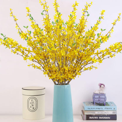 6Pcs Artificial Forsythia Flower Branches 39.4 Inch Long Stem