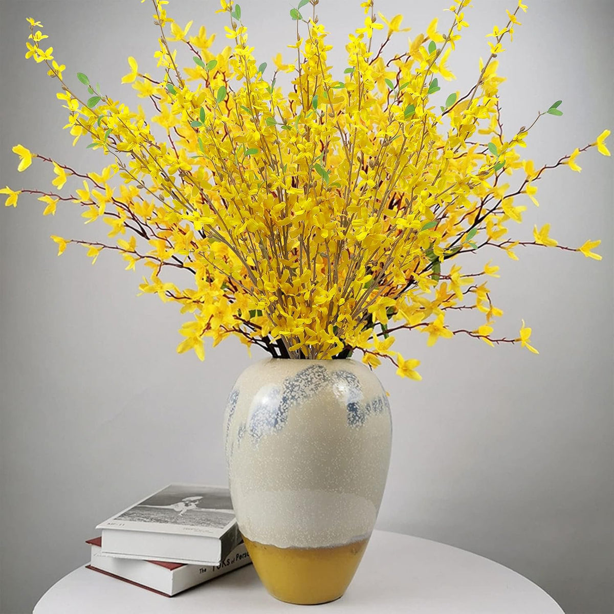 6Pcs Artificial Forsythia Flower Branches 39.4 Inch Long Stem