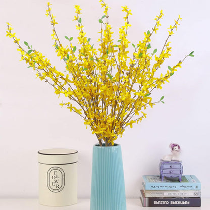 6Pcs Artificial Forsythia Flower Branches 39.4 Inch Long Stem