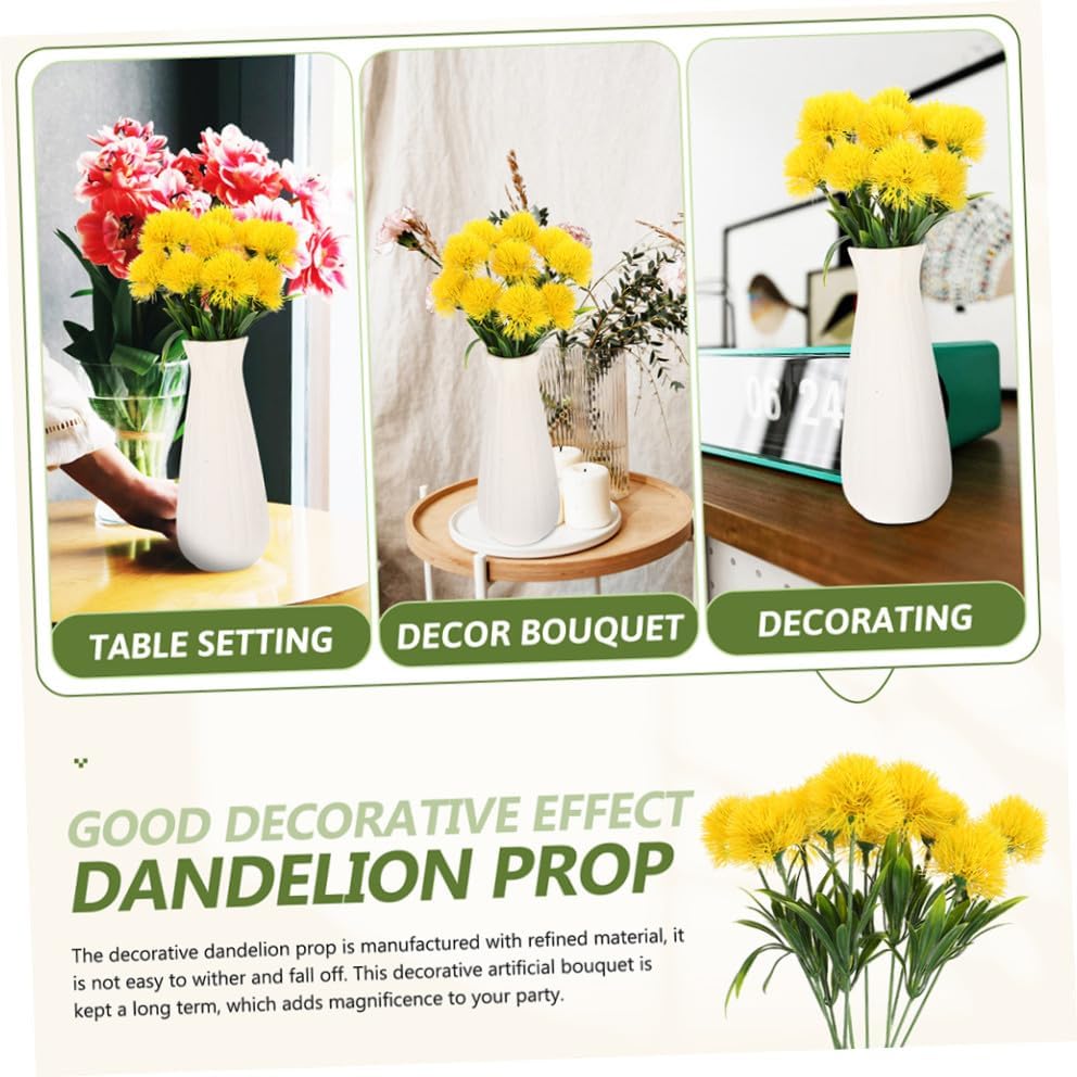 12 Pcs Realistic Artificial Dandelion Branches Faux Dandelion Flowers for Home Decor Wedding Party Office Dorm Photo Prop 9.84 Inch Simulated Ornament