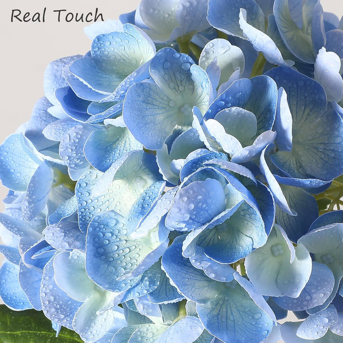 White Hydrangea Artificial Flowers, 22.5In Latex Faux Real Touch Large Hydrangea Flowers with Long Stems & Leaves for Home Office Decor Wedding Party Arrangements(White)