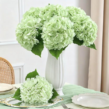 White Hydrangea Artificial Flowers, 22.5In Latex Faux Real Touch Large Hydrangea Flowers with Long Stems & Leaves for Home Office Decor Wedding Party Arrangements(White)