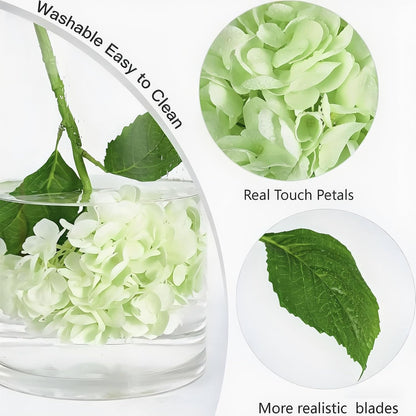 White Hydrangea Artificial Flowers, 22.5In Latex Faux Real Touch Large Hydrangea Flowers with Long Stems & Leaves for Home Office Decor Wedding Party Arrangements(White)