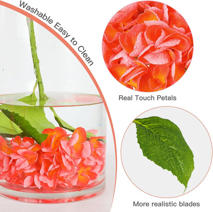 White Hydrangea Artificial Flowers, 22.5In Latex Faux Real Touch Large Hydrangea Flowers with Long Stems & Leaves for Home Office Decor Wedding Party Arrangements(White)