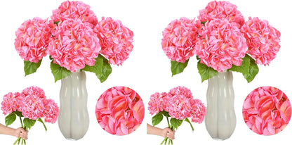 White Hydrangea Artificial Flowers, 22.5In Latex Faux Real Touch Large Hydrangea Flowers with Long Stems & Leaves for Home Office Decor Wedding Party Arrangements(White)