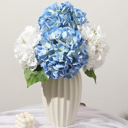 White Hydrangea Artificial Flowers, 22.5In Latex Faux Real Touch Large Hydrangea Flowers with Long Stems & Leaves for Home Office Decor Wedding Party Arrangements(White)