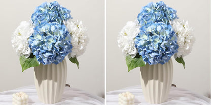 White Hydrangea Artificial Flowers, 22.5In Latex Faux Real Touch Large Hydrangea Flowers with Long Stems & Leaves for Home Office Decor Wedding Party Arrangements(White)