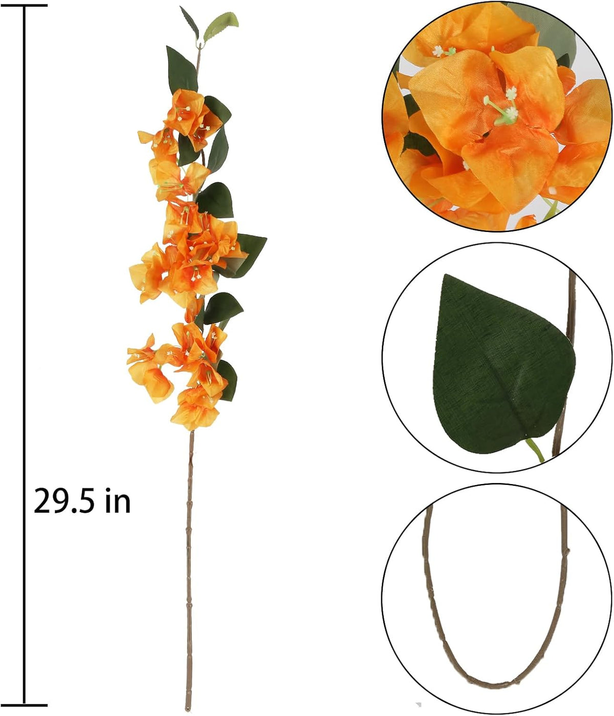 10PCS Artificial Flowers Bougainvillea Vines 29.50" Silk Bougainvillea Branches Deep Pink Faux Bougainvillea Long Stem Fake Flowers for Home Garden DIY Decor Wedding Centerpieces (Deep Pink)