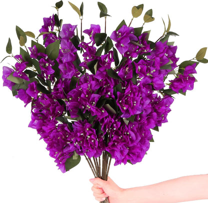10PCS Artificial Flowers Bougainvillea Vines 29.50" Silk Bougainvillea Branches Deep Pink Faux Bougainvillea Long Stem Fake Flowers for Home Garden DIY Decor Wedding Centerpieces (Deep Pink)