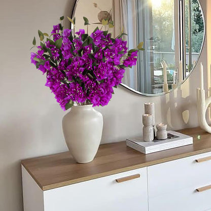 10PCS Artificial Flowers Bougainvillea Vines 29.50" Silk Bougainvillea Branches Deep Pink Faux Bougainvillea Long Stem Fake Flowers for Home Garden DIY Decor Wedding Centerpieces (Deep Pink)