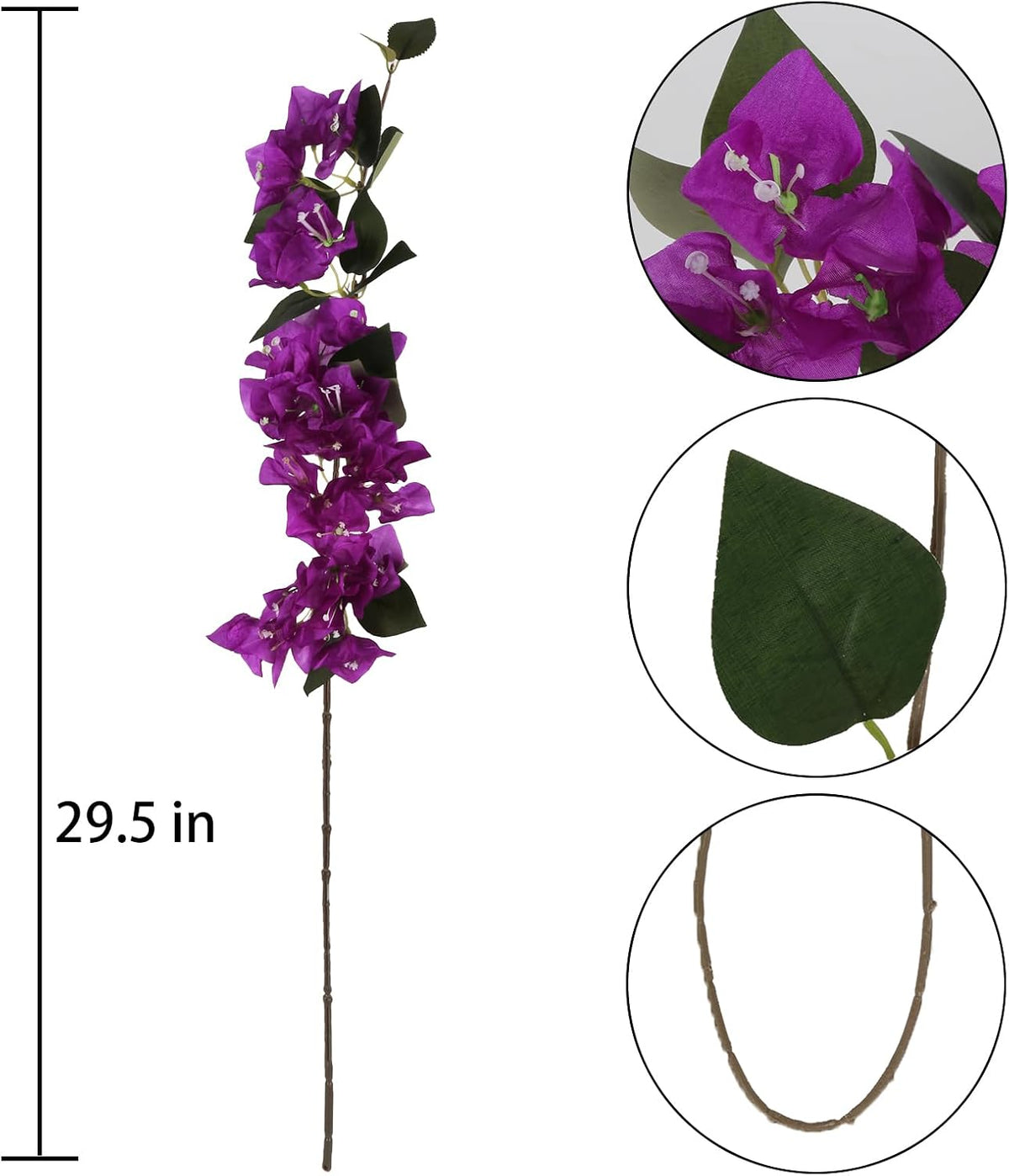 10PCS Artificial Flowers Bougainvillea Vines 29.50" Silk Bougainvillea Branches Deep Pink Faux Bougainvillea Long Stem Fake Flowers for Home Garden DIY Decor Wedding Centerpieces (Deep Pink)