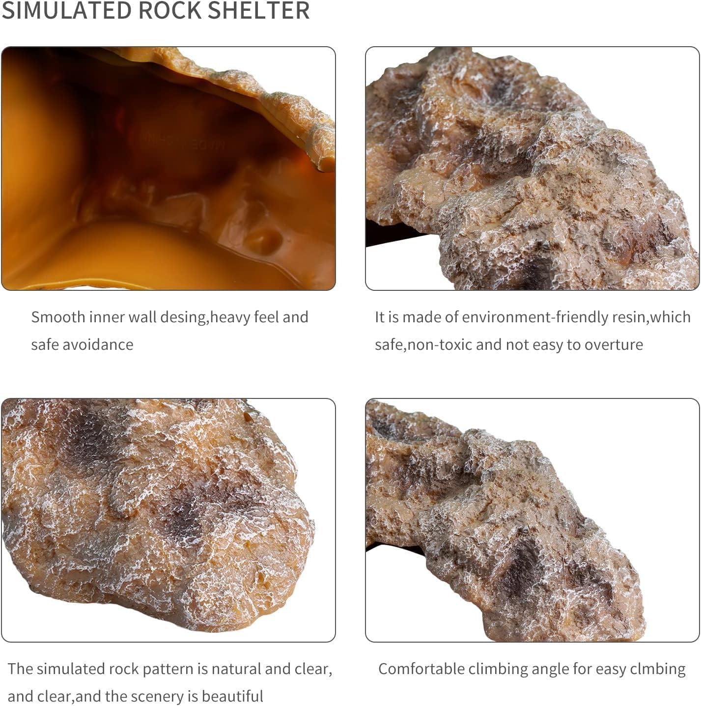 Reptile Hideout Cave Resin Simulation Rock Decor for Turtles, Lizards, Bearded Dragons, Snakes, and Geckos - Small Habitat Décor