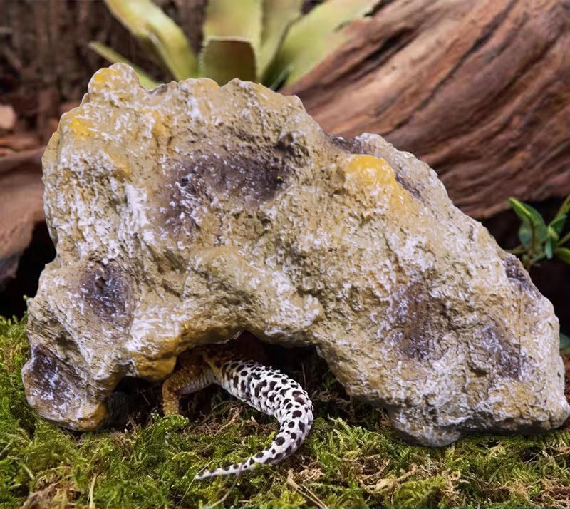 Reptile Hideout Cave Resin Simulation Rock Decor for Turtles, Lizards, Bearded Dragons, Snakes, and Geckos - Small Habitat Décor